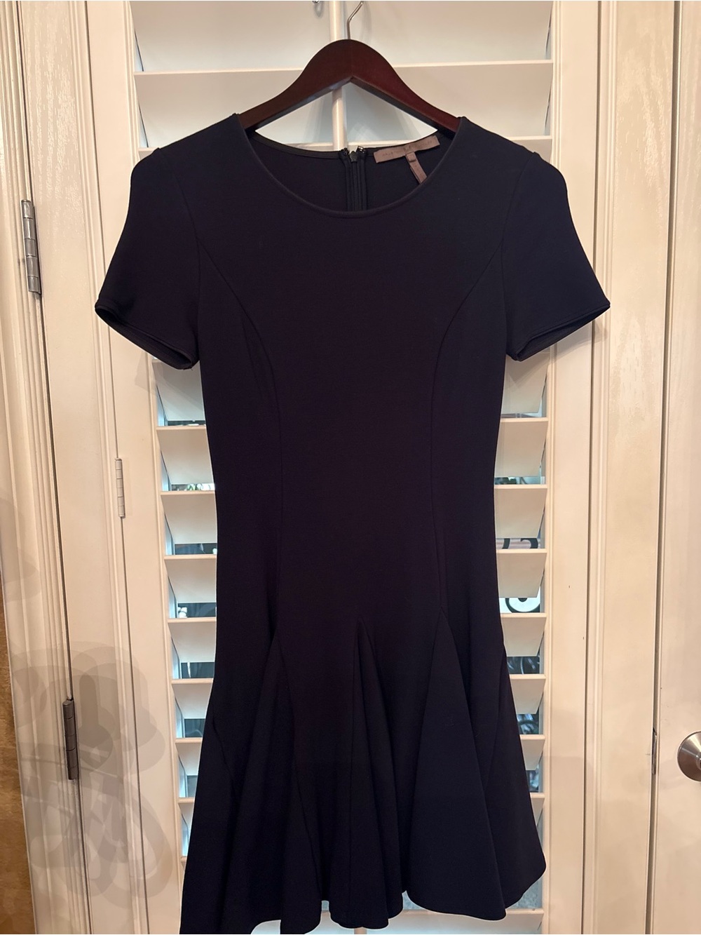 Halston Heritage Blue Short-Sleeve Fit-and-Flare Dress